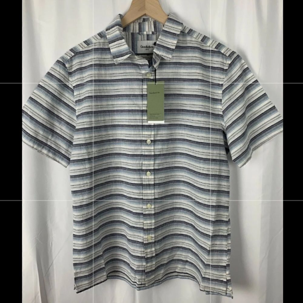 Men’s Target Goodfellow & Co Striped Linen Blend Button Up Shirt M NWT